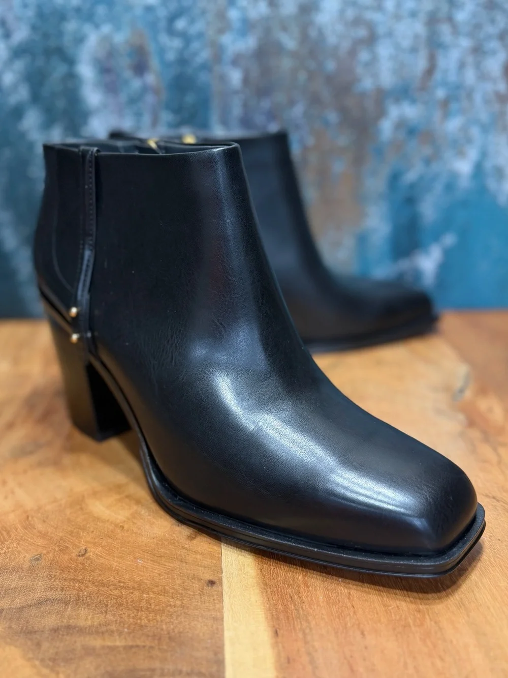 Franco Sarto Minimalist Vivica Square Toe Ankle Boots Black Size 11