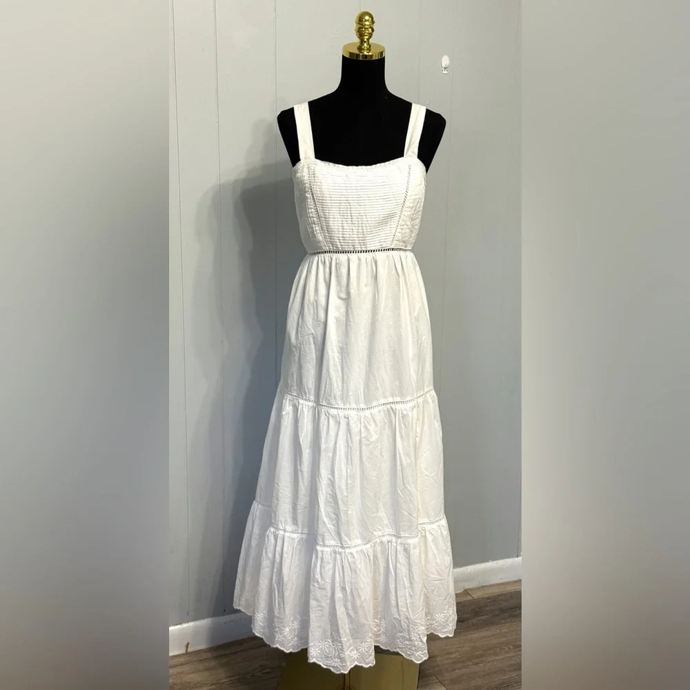 #13)  NWOT Elegant White Maxi Dress with Tie Back
