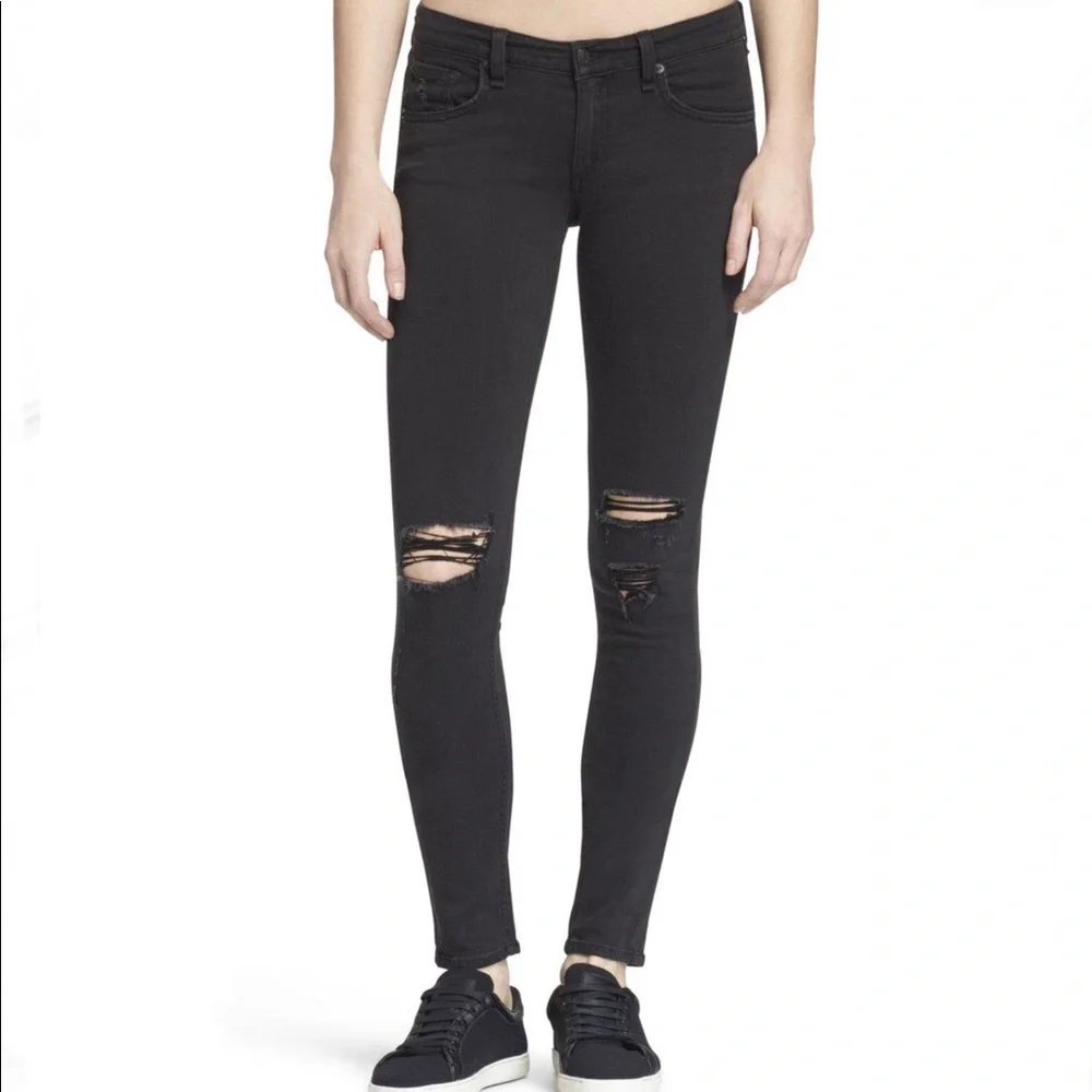 rag & bone Legging Black Distressed Skinny Jeans - Size 25