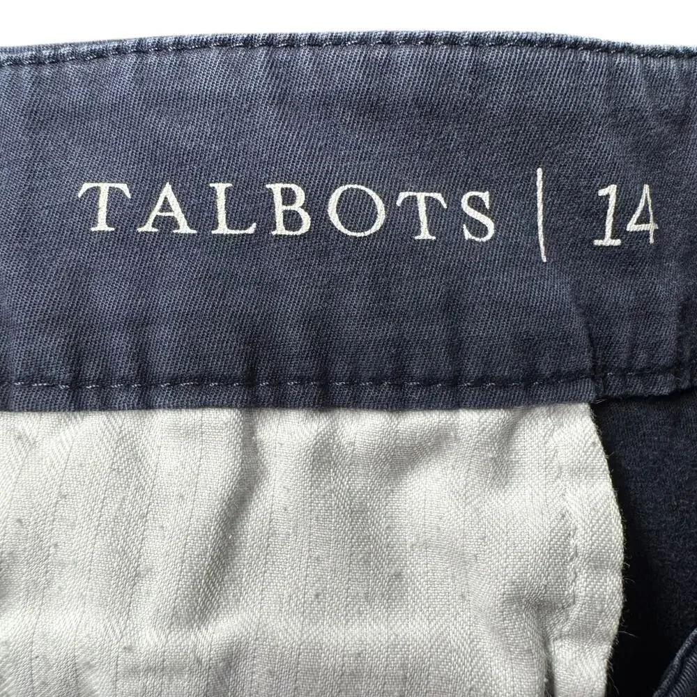 Talbots Flat Front Mid Rise Cotton Shorts Blue 14