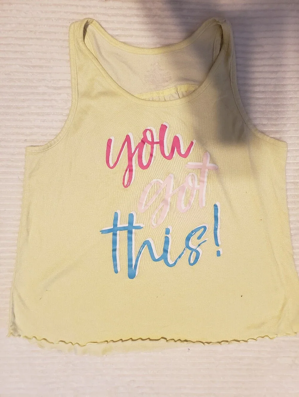 Secret Treasures You Got This! Yellow Girls' Tank Top W Lettuce Hem 8/10