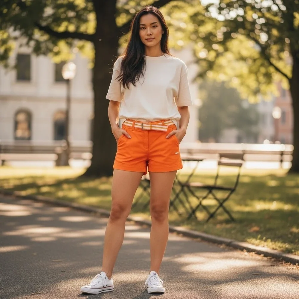 Nike Golf Women's Orange Belted Shorts Size XS Cotton Stretch