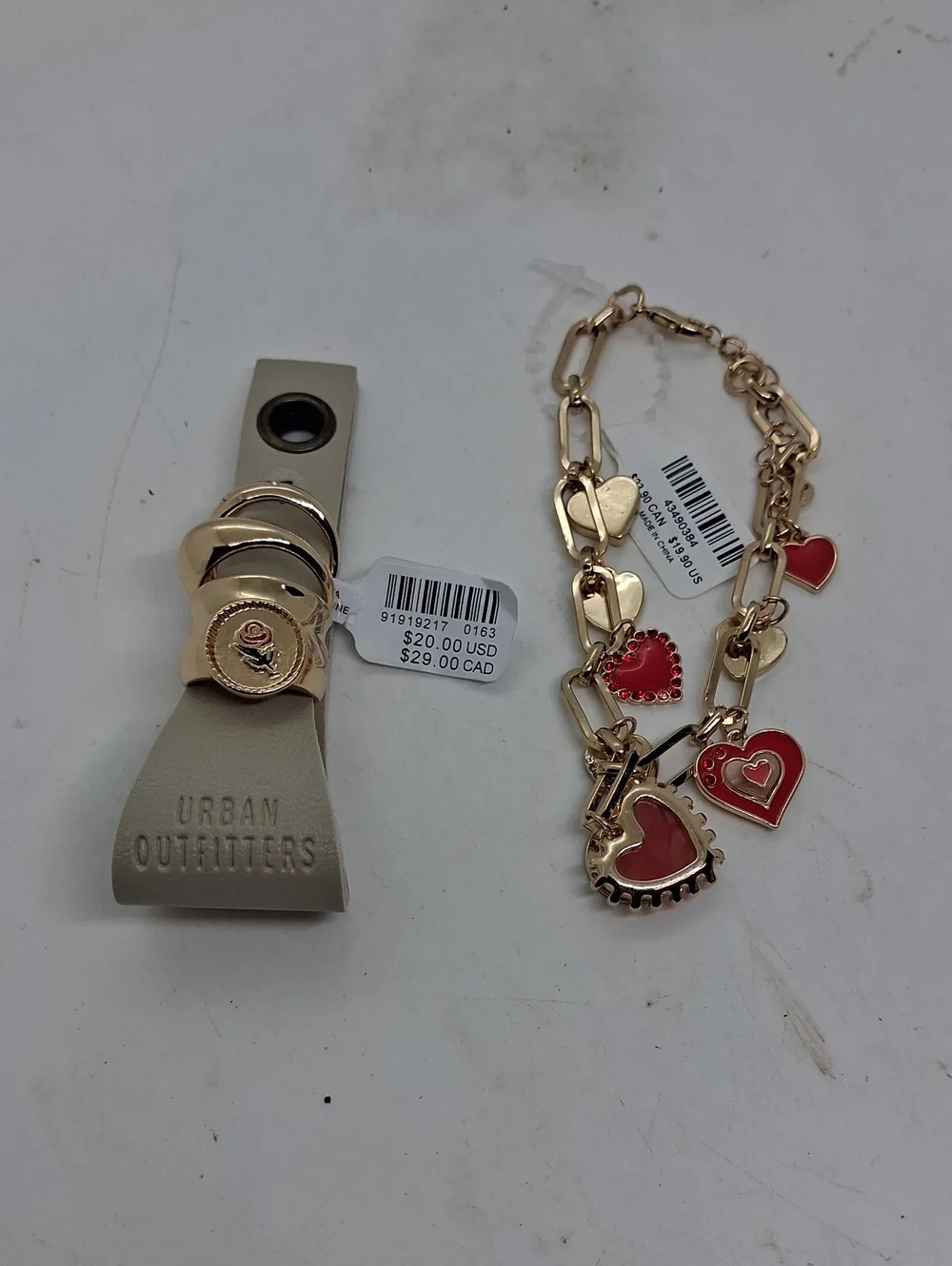 NWT Urban Outfitters Gold Tone Stackable Rings & Torrid Gold Red Charm Bracelet
