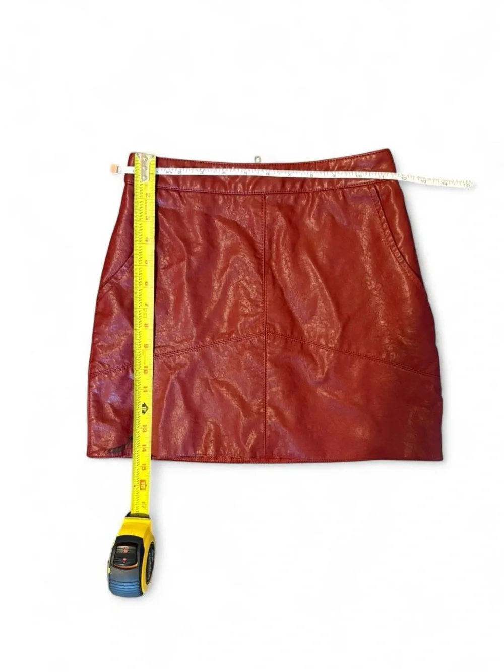 Lulus Women’s Red Faux Leather Mini Skirt, Size XS