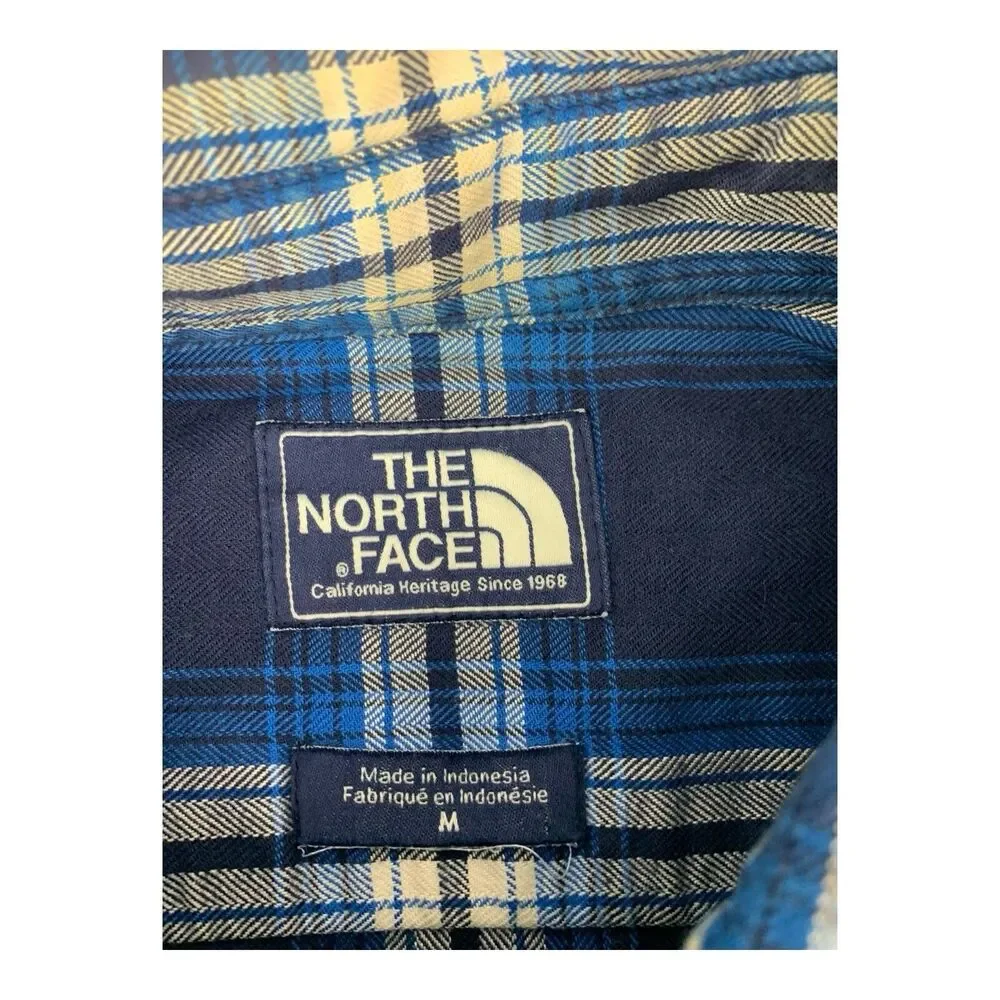 The North Face Men’s Flannel Shirt, Long Sleeve, Blue Plaid, Size Medium