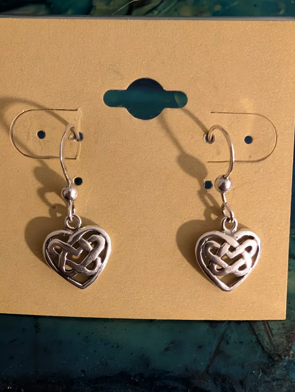 Sterling Silver Celtic Heart Drop Earrings - Silver