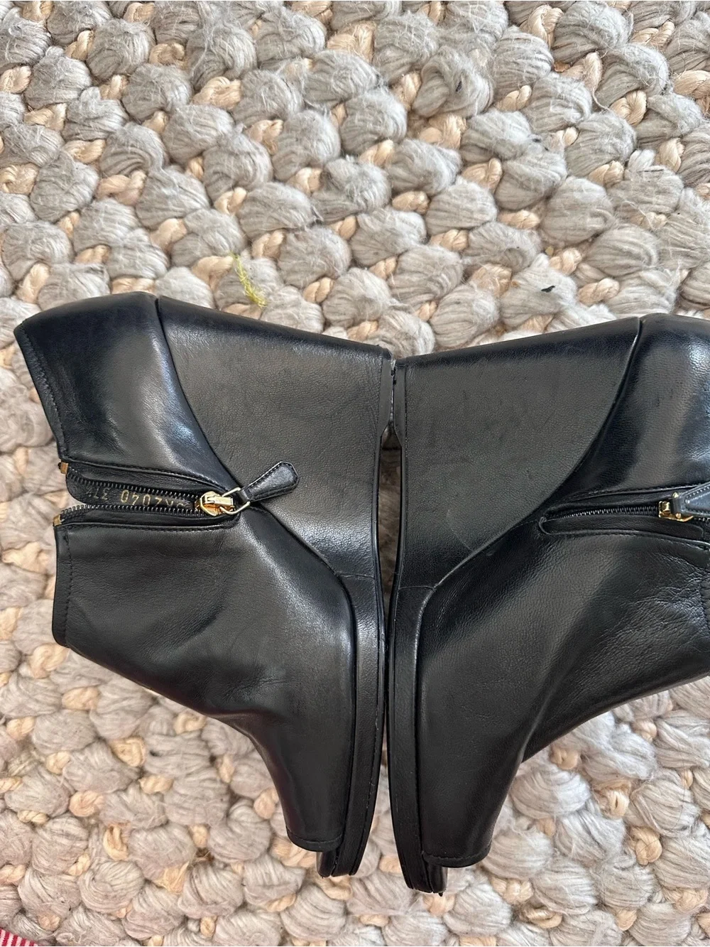 Prada peep toe wedge booties authentic size 37.5 black