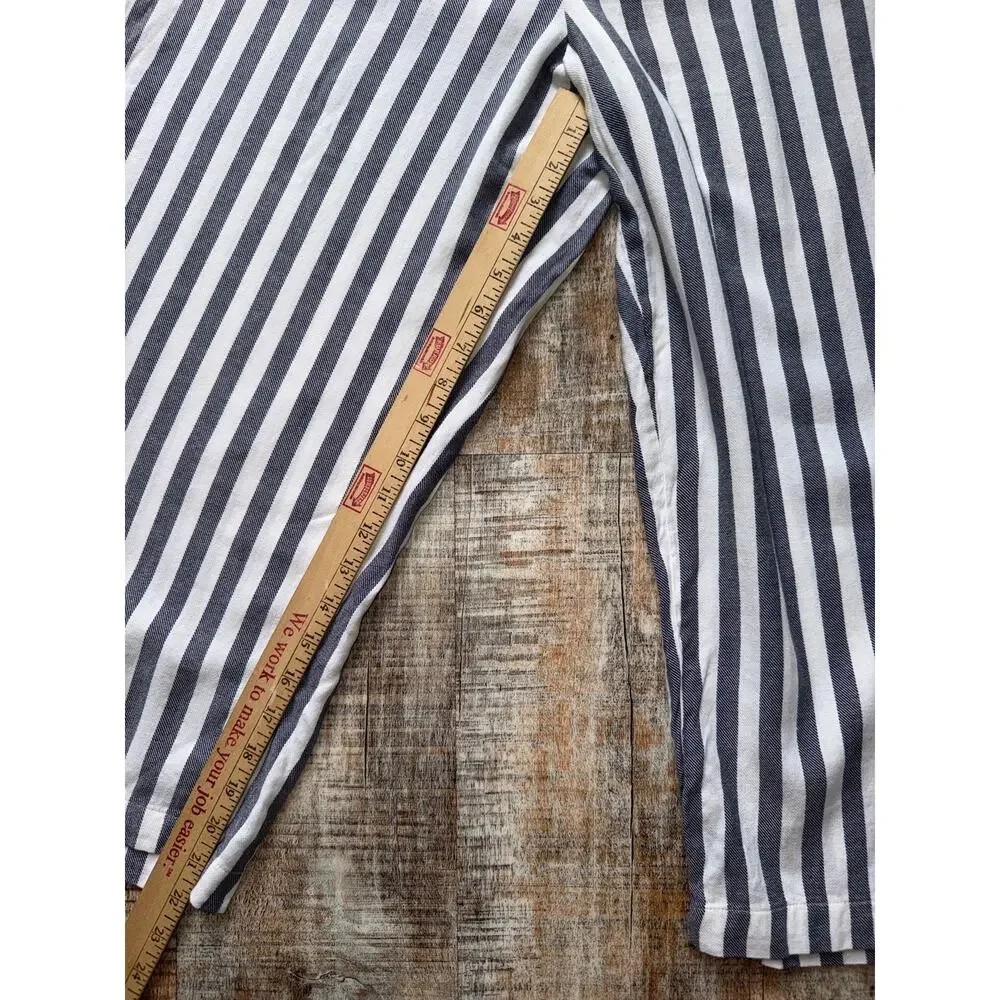 Fever Blue White Striped Coastal Nautical Wide Leg Boho Beachy Palazzo Pants XL