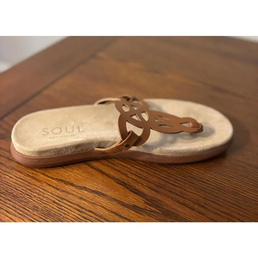 Naturalizer Soul Janice Brown Cognac Thong Sandals Women's Size 10M Flat