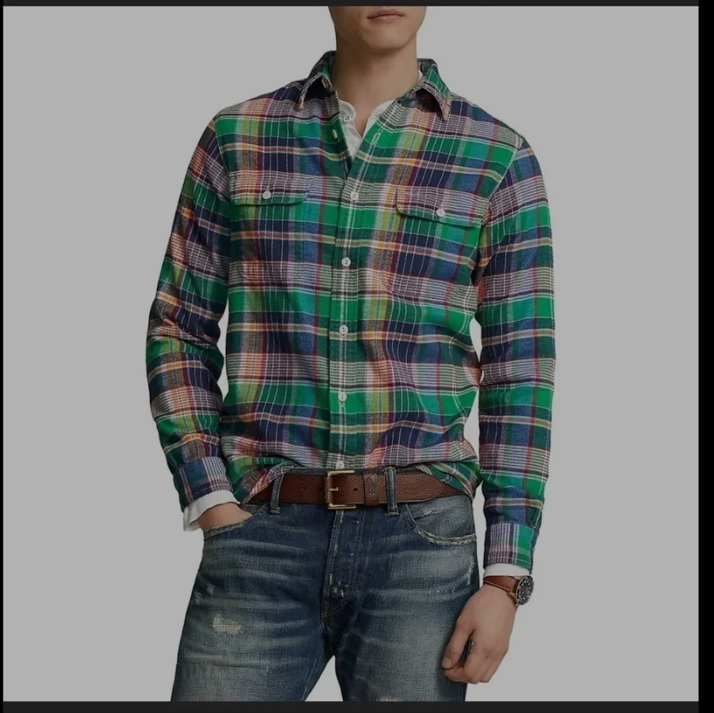 Polo Ralph Lauren Men's Classic Fit Flannel PlaidWorkshirt Heavy Cotton Medium