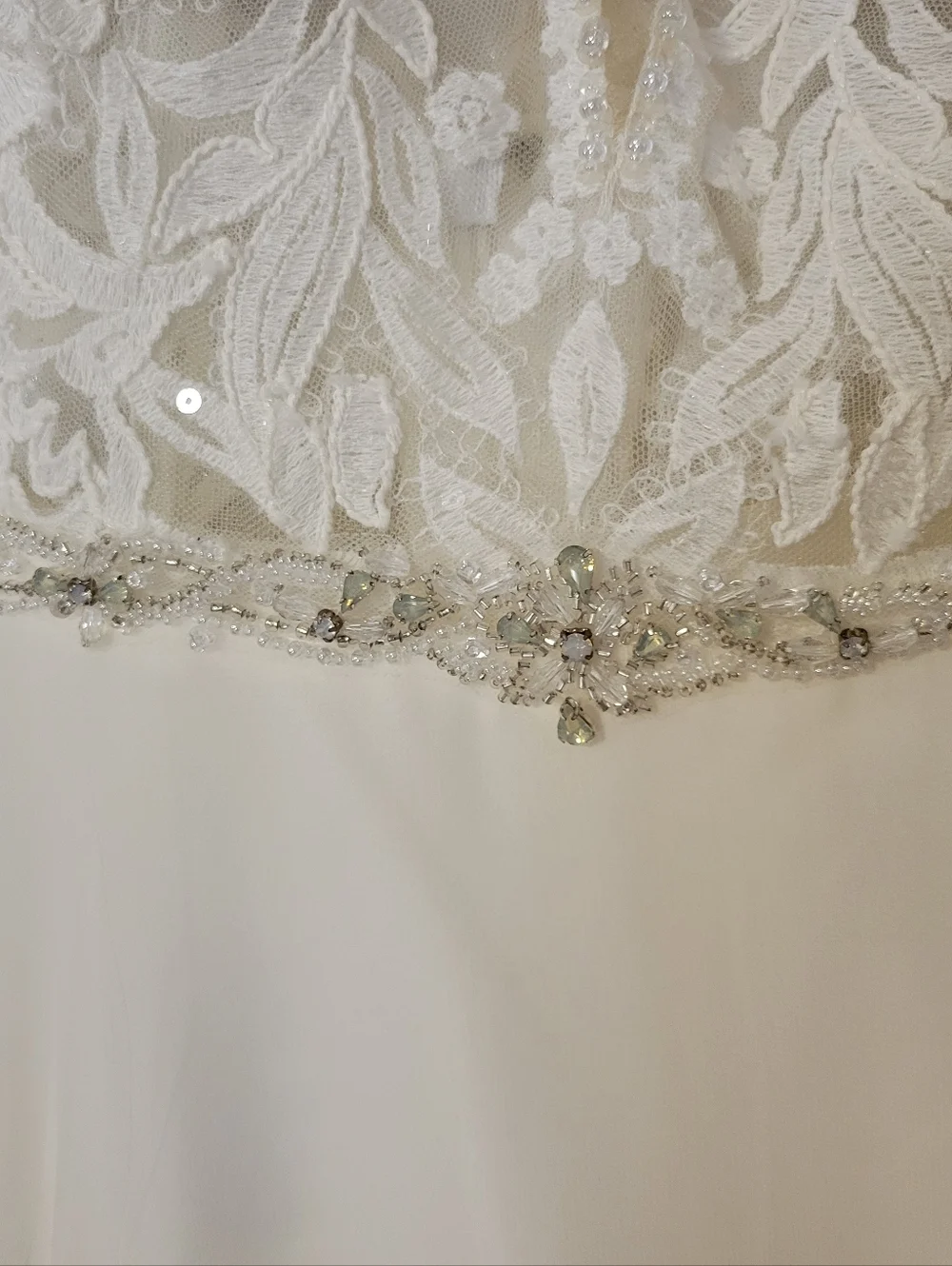 Ivory Lace Bodice A-Line Dress with Side Slit