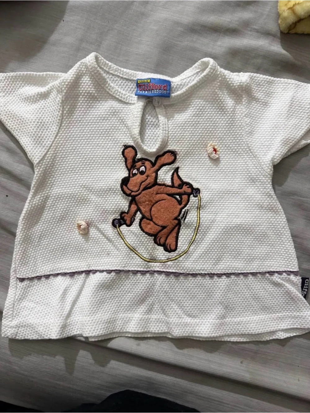 White Baby Tee with Clifford Y2K