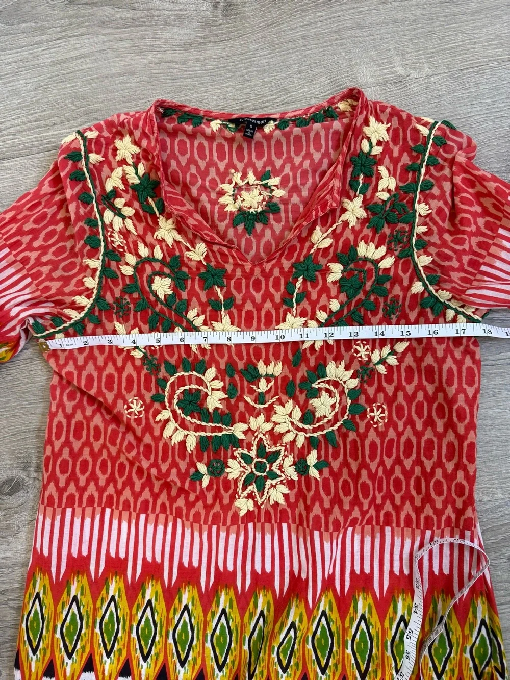 J. Peterman vibrant embroidered