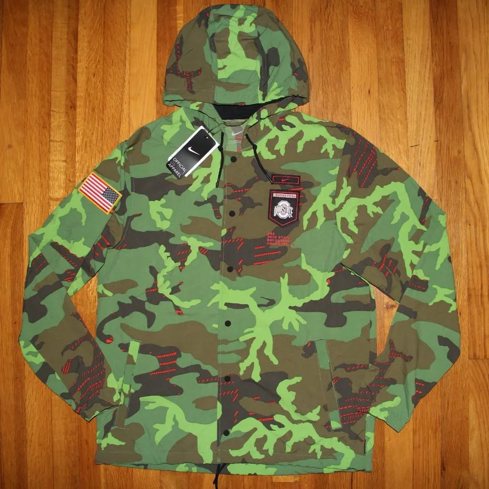 Nike Ohio State Buckeyes On Field Camo Woven Jacket Mens L Military