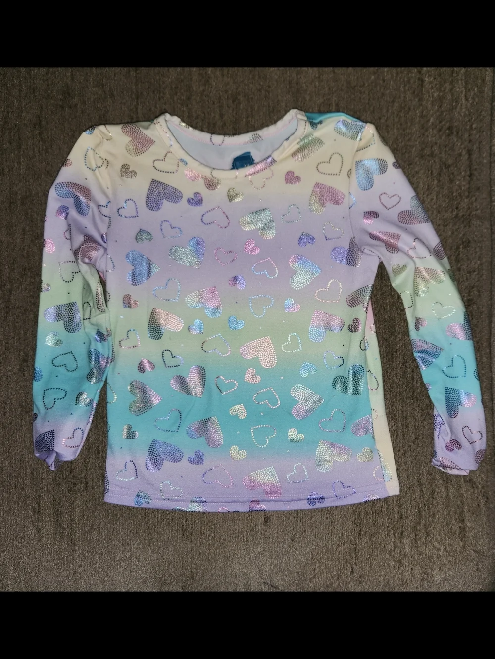 Girls' Rainbow Ombre Heart Long-Sleeve Tee