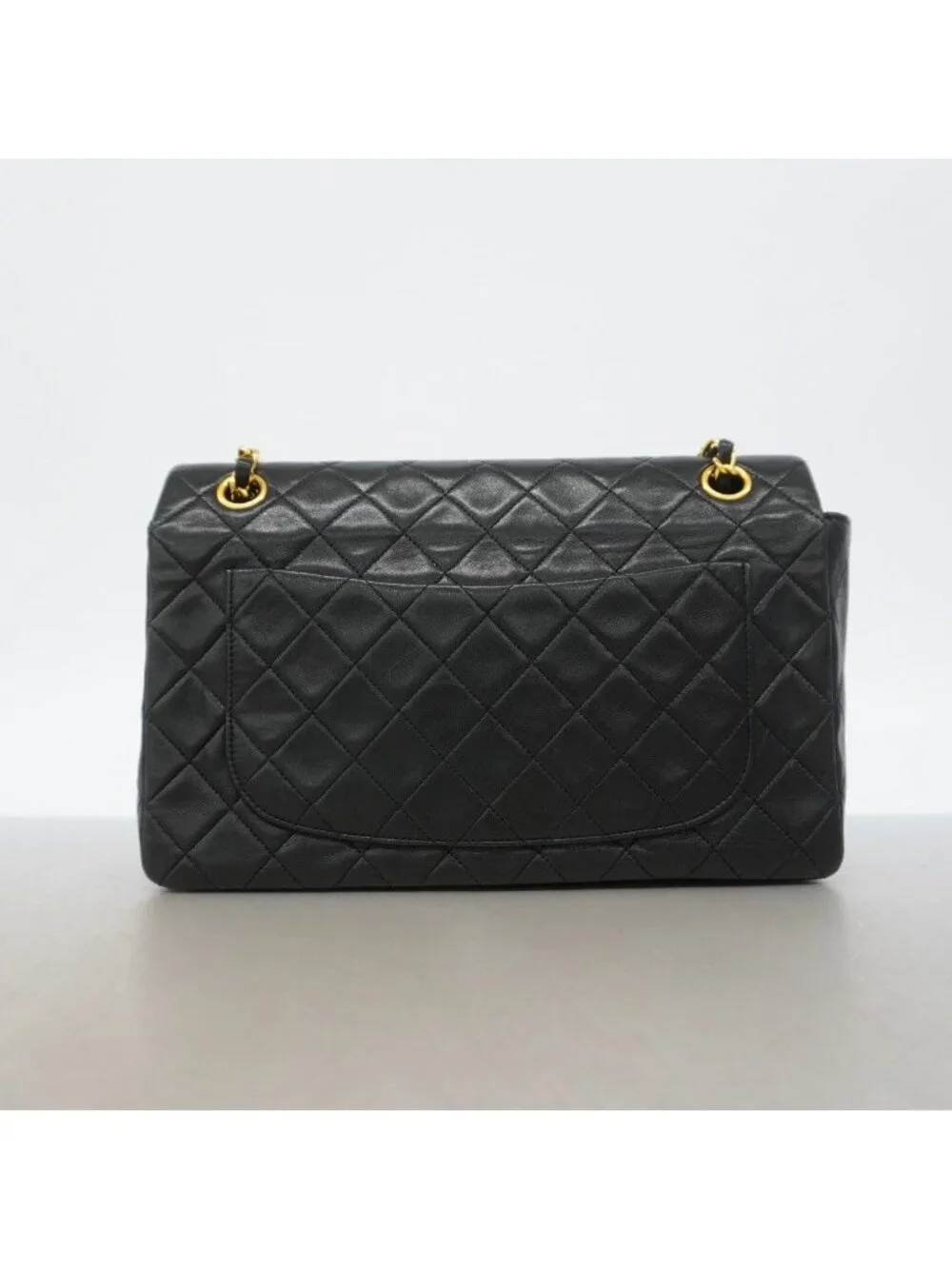 Chanel Shoulder Bag Quilted Lambskin Black Gold