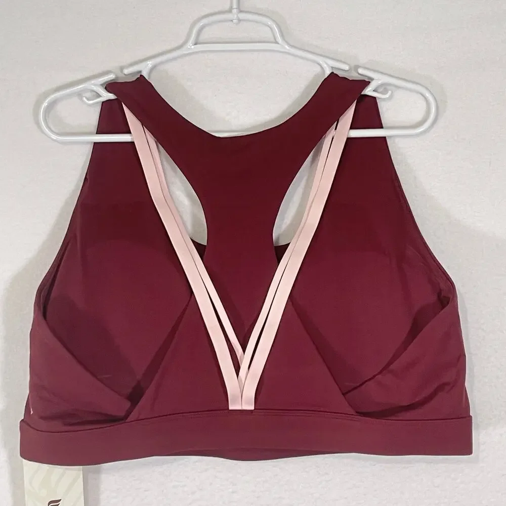 Fabletics Kessler Medium Impact Sports Bra Womens Plus 3X 20-22 Dark Red NWT