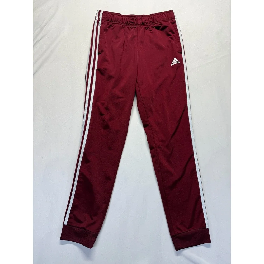 Adidas Tricot Slim Track Pants Womens‎ Medium Red White 3 Stripes Logo Workout