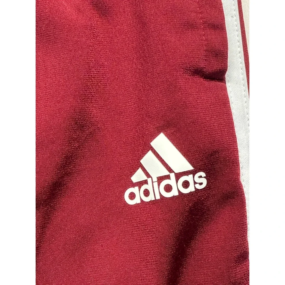 Adidas Tricot Slim Track Pants Womens‎ Medium Red White 3 Stripes Logo Workout