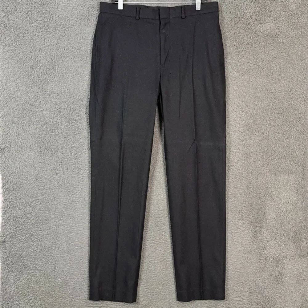 Vtg Polo Ralph Lauren Dress Pants Mens 34x34 Black Straight Fit Flannel Wool