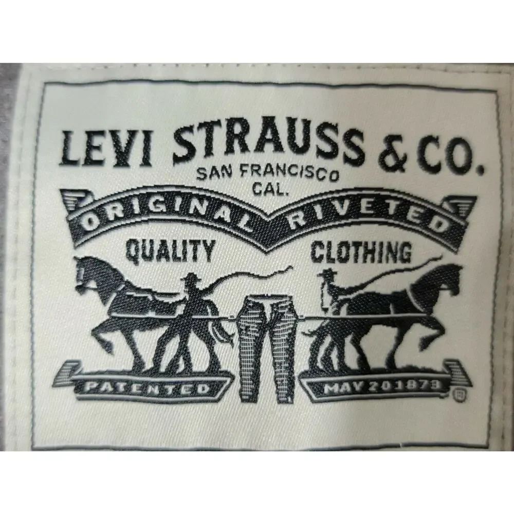 Levi's Peacoat Jacket Men's Small Wool-Blend with Puffer Bib Light Gray LM0JP370