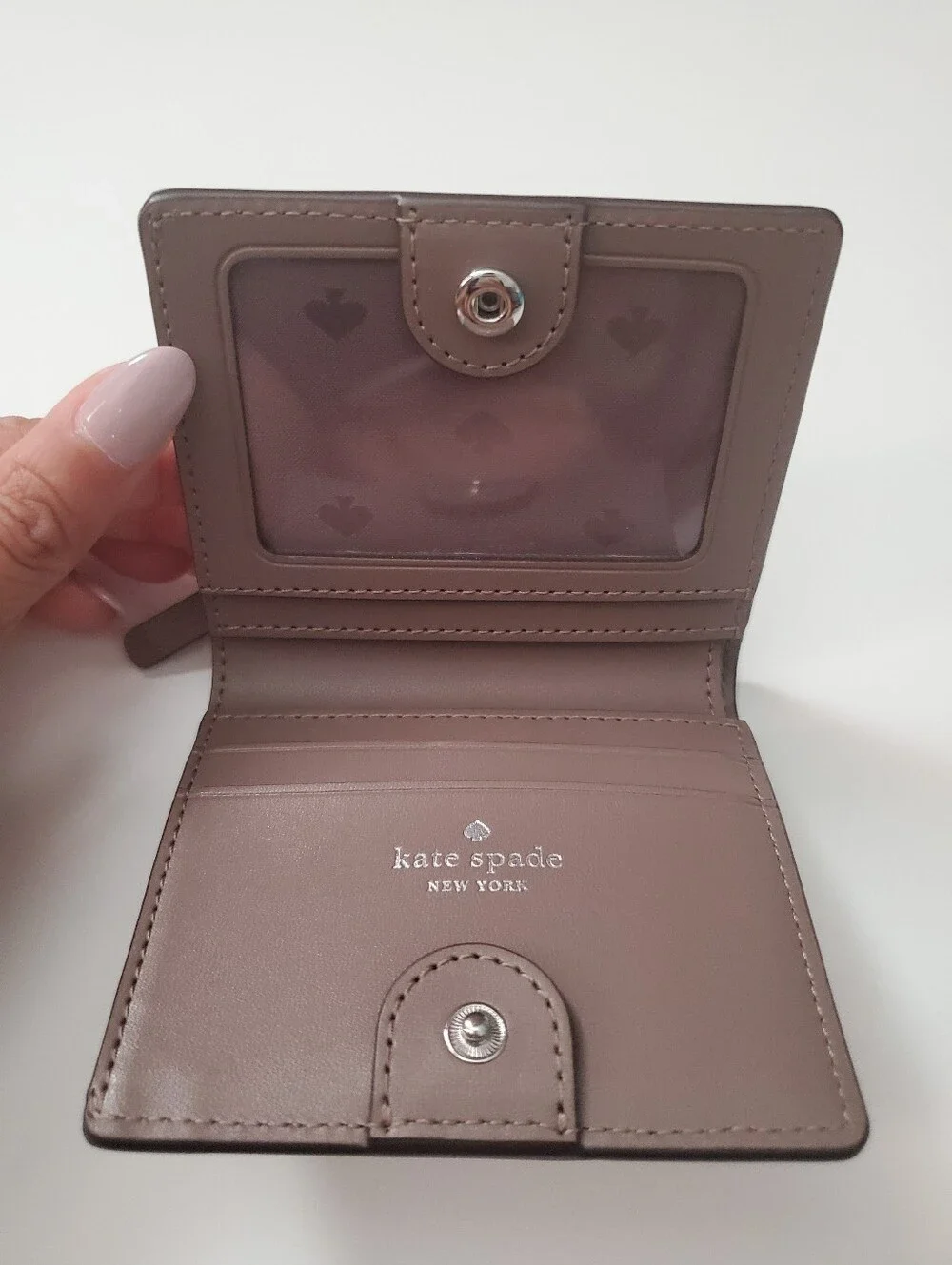 Kate Spade Mauve/taupe Bifold Compact Wallet Minimalist Preppy