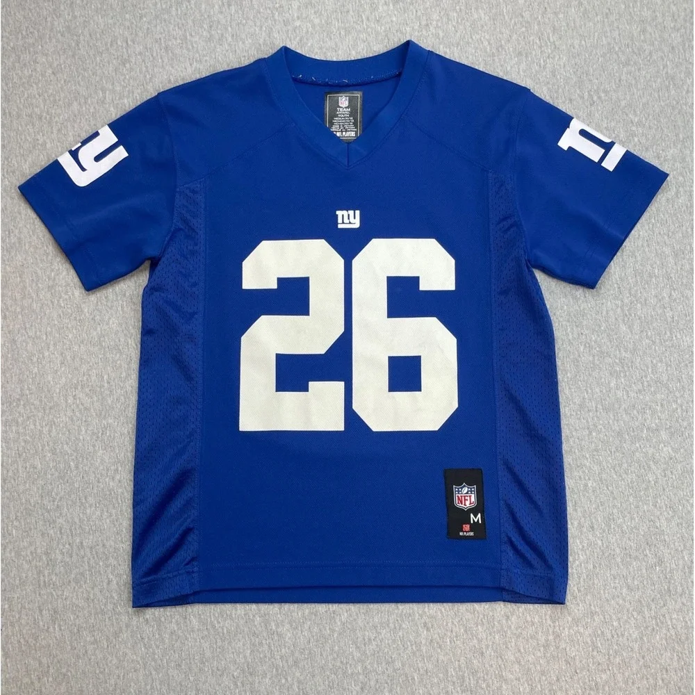 NY Giants NFL Team Jersey Boys Medium (10/12) Blue #26 Barkley Team Apparel