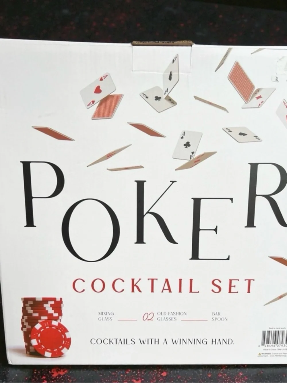 Poker Cocktail Glass Set with Heart & Diamond Accents