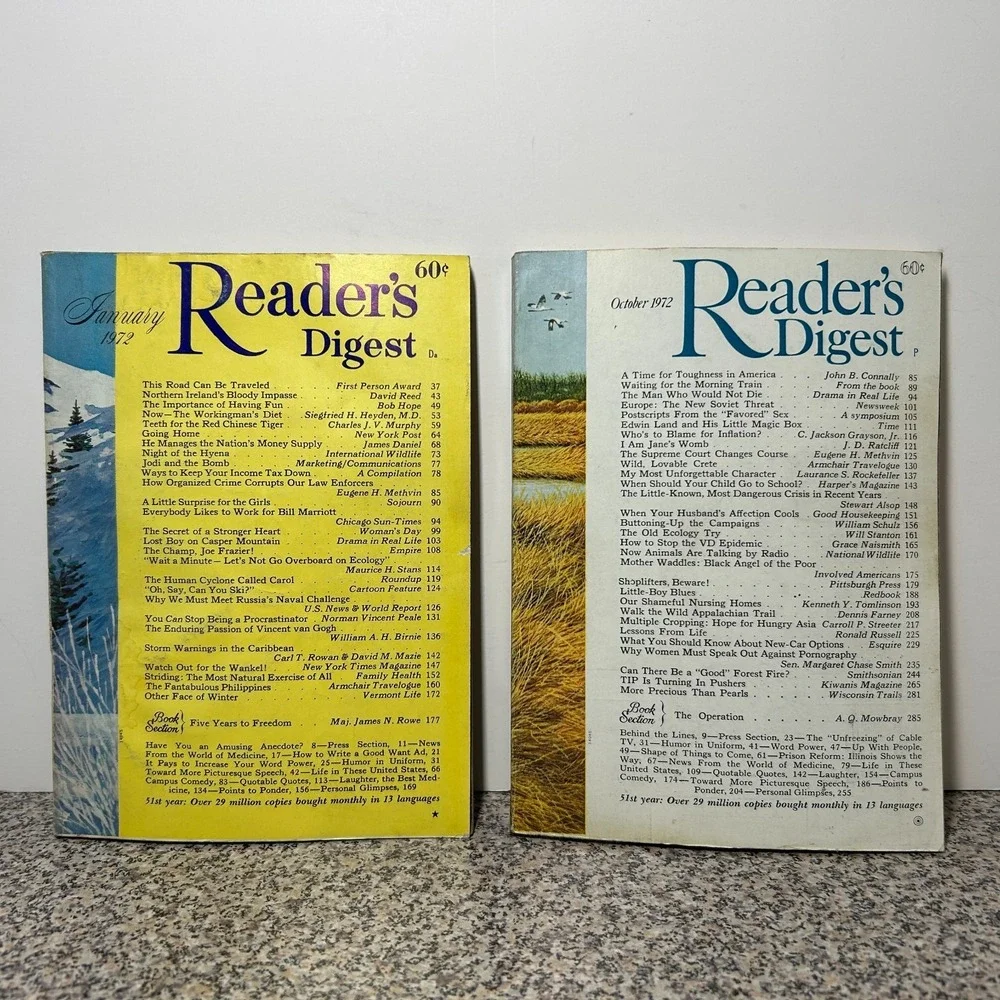 1973 January October READER'S DIGEST MAGAZINE Vintage History Short Stories Ads‎