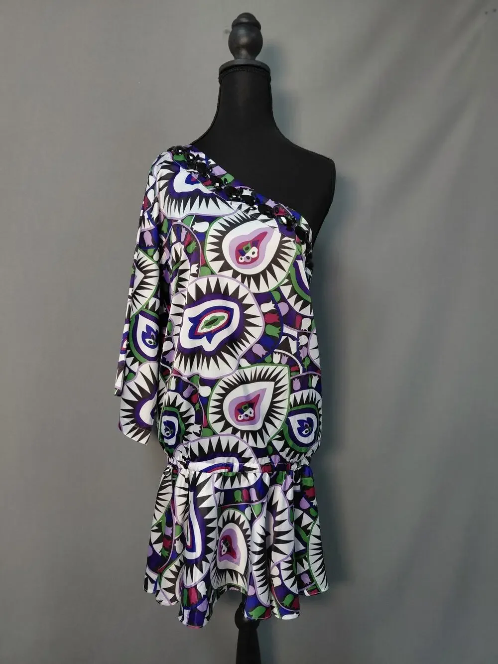 Rachel Lynn Polyester Blend Multicolor Short Graphic Print Dress Women Size M