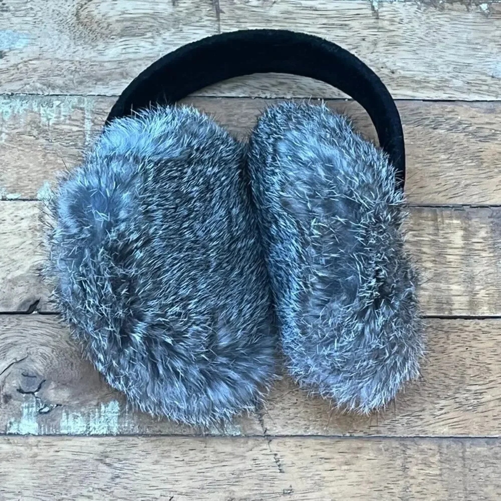 Girls' One Size Earmuffs Genuine Rabbit Fur