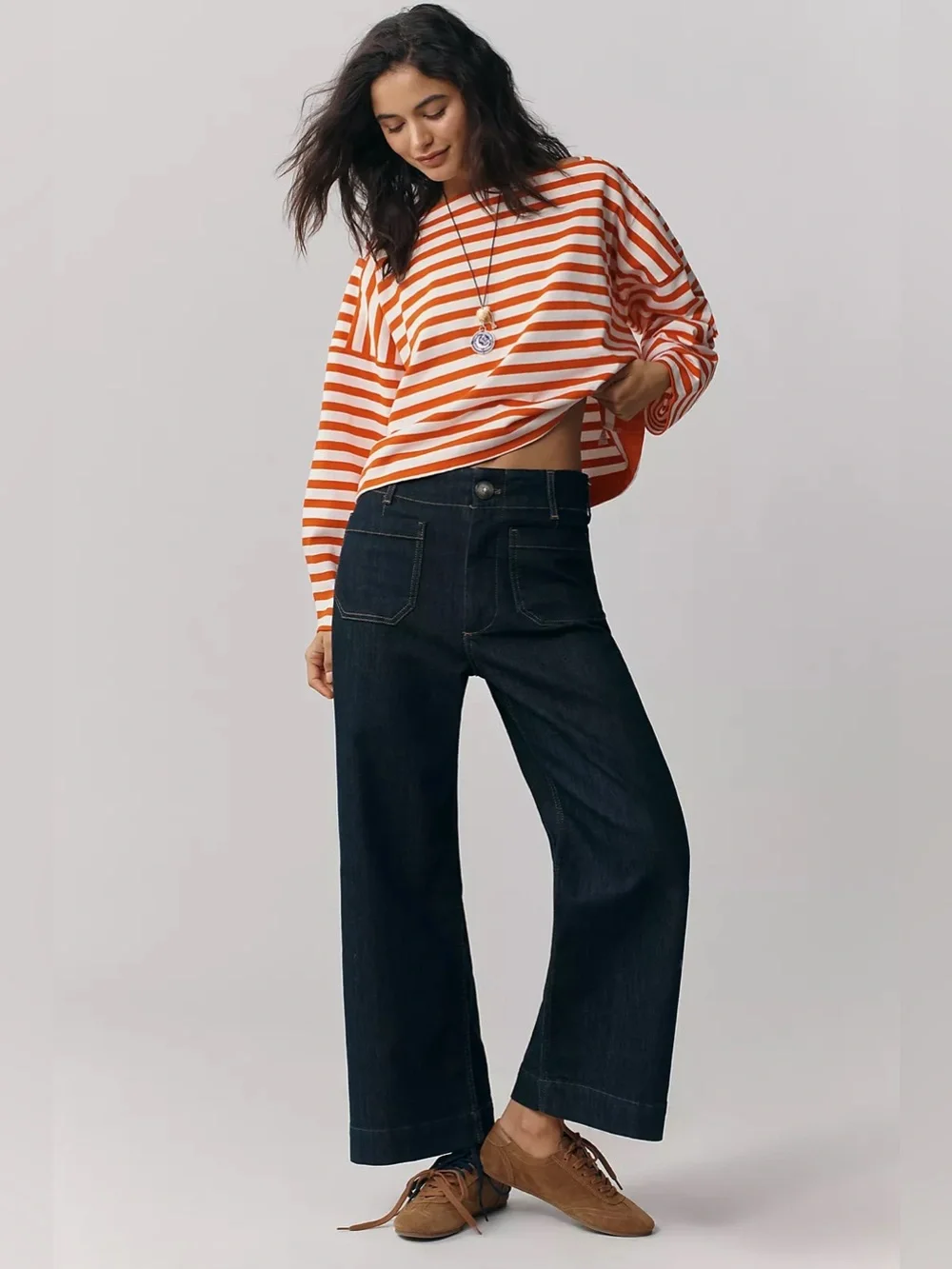 Anthropologie Maeve Colette High-Rise Wide-Leg Cropped Jeans