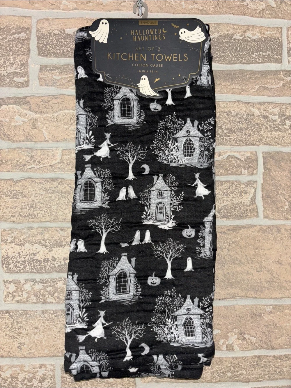 Envogue Black and White Halloween Kitchen Towels - Set of 2