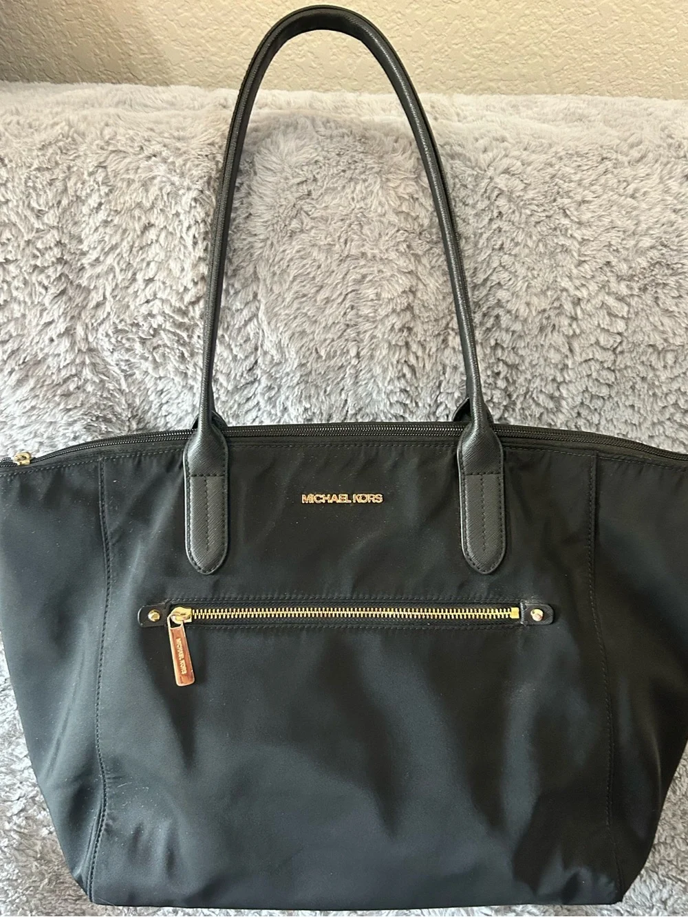 Michael Kors Black Tote with Gold Accents