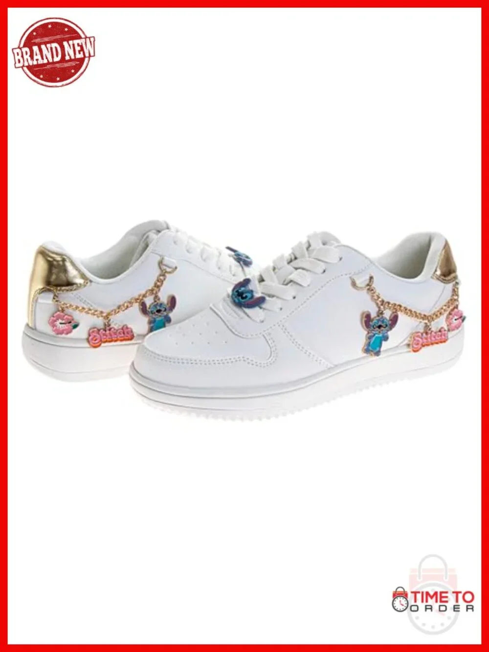 Lace Up Lightweight Breathable Sneakers with Charms - Official Disney Stitch