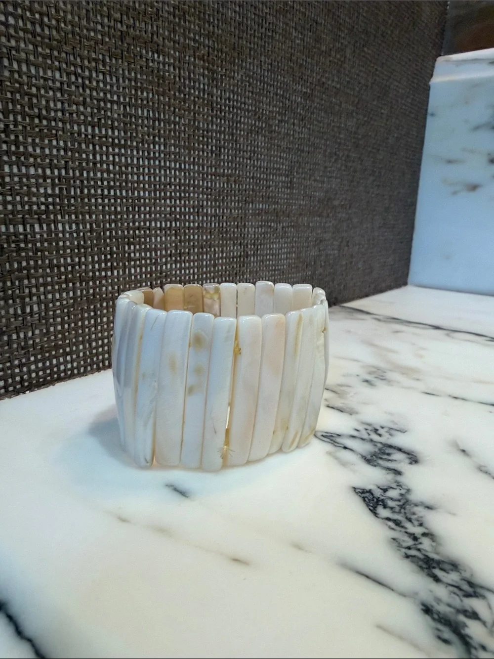 White Stretch Mother-of-Pearl Bracelet - Unbranded
