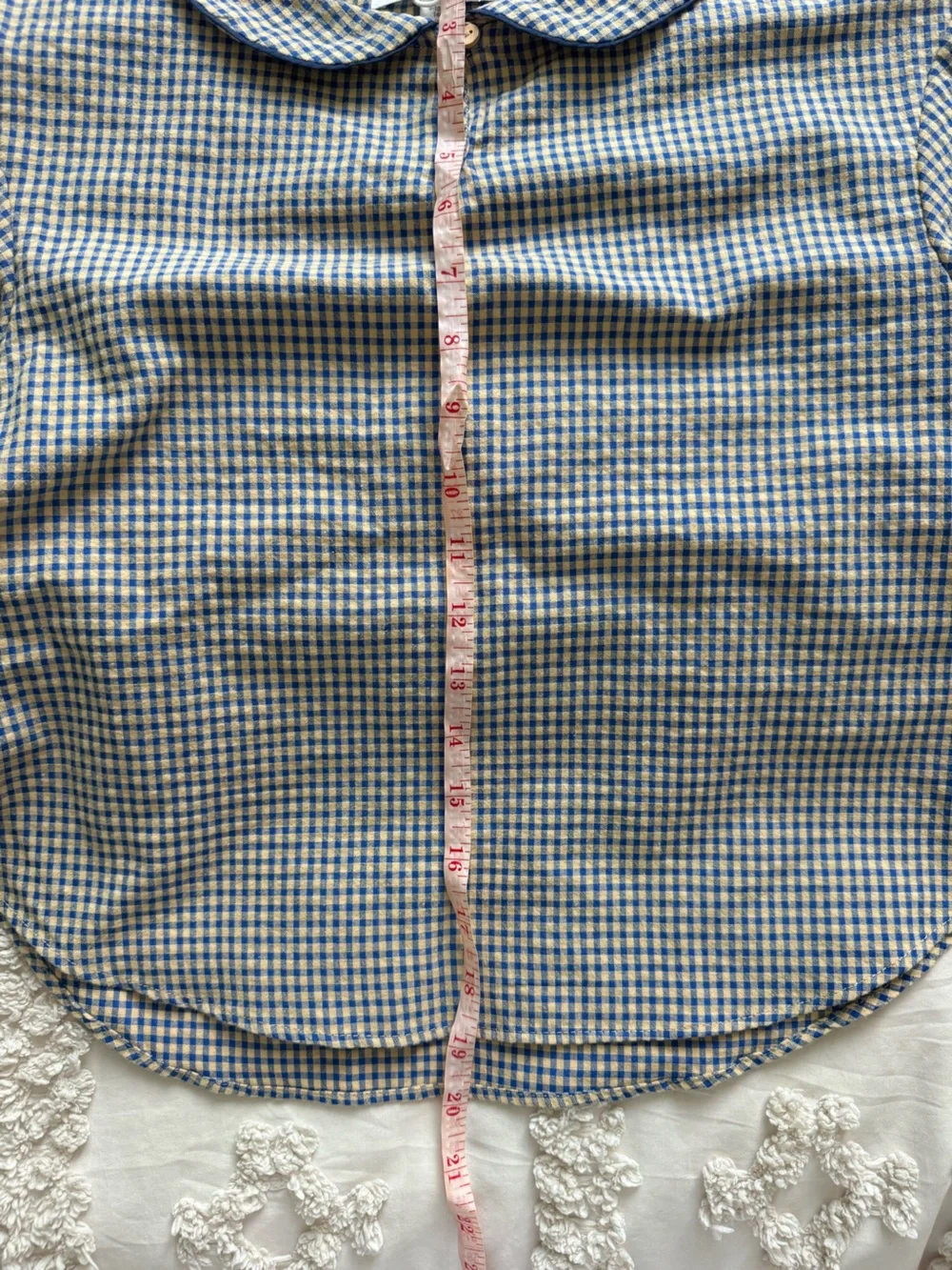 ZARA Girls Gingham Peter Pan Collar Blouse Size 9-10Y 140 NWT Blue Beige Top
