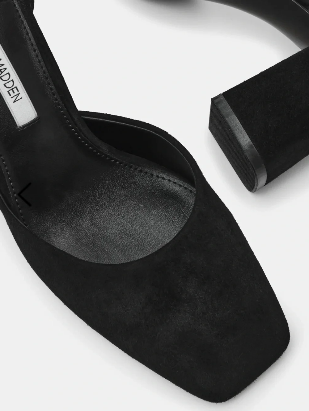 Must Go‼️ NWT Steve Madden Black Suede Square-Toe Ankle-Strap Block Heel.