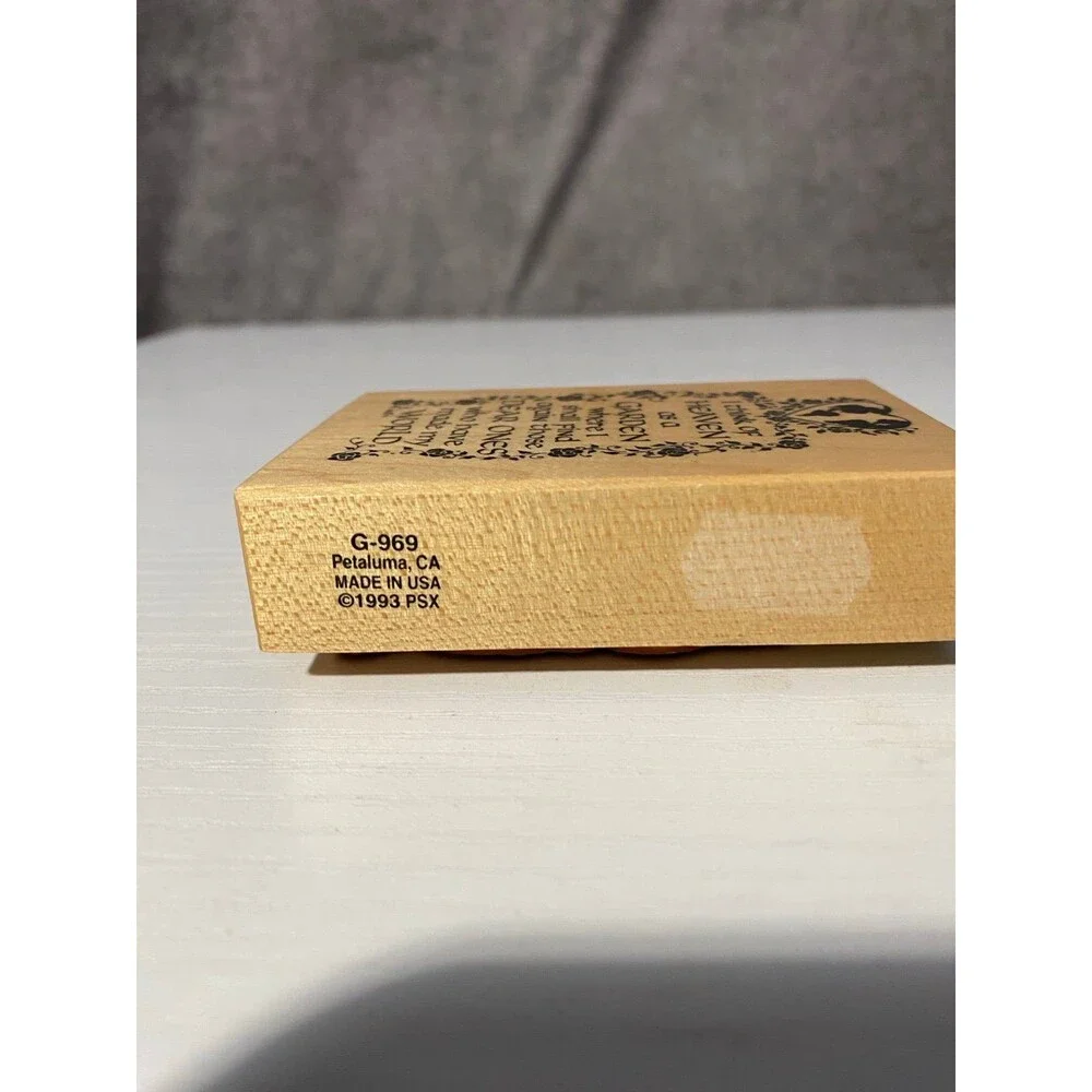 Vintage PSX Rubber Stamp G-969 I Think Of Heaven As A Garden 1993 Wood Mounted
