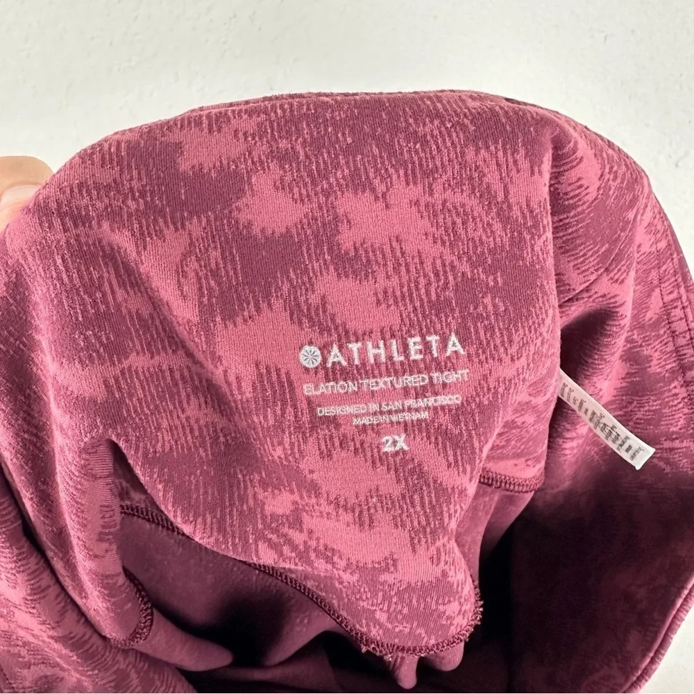 Athleta Dark Pink Elation Textured Athletic Athleisure Tights Leggings Size 2X