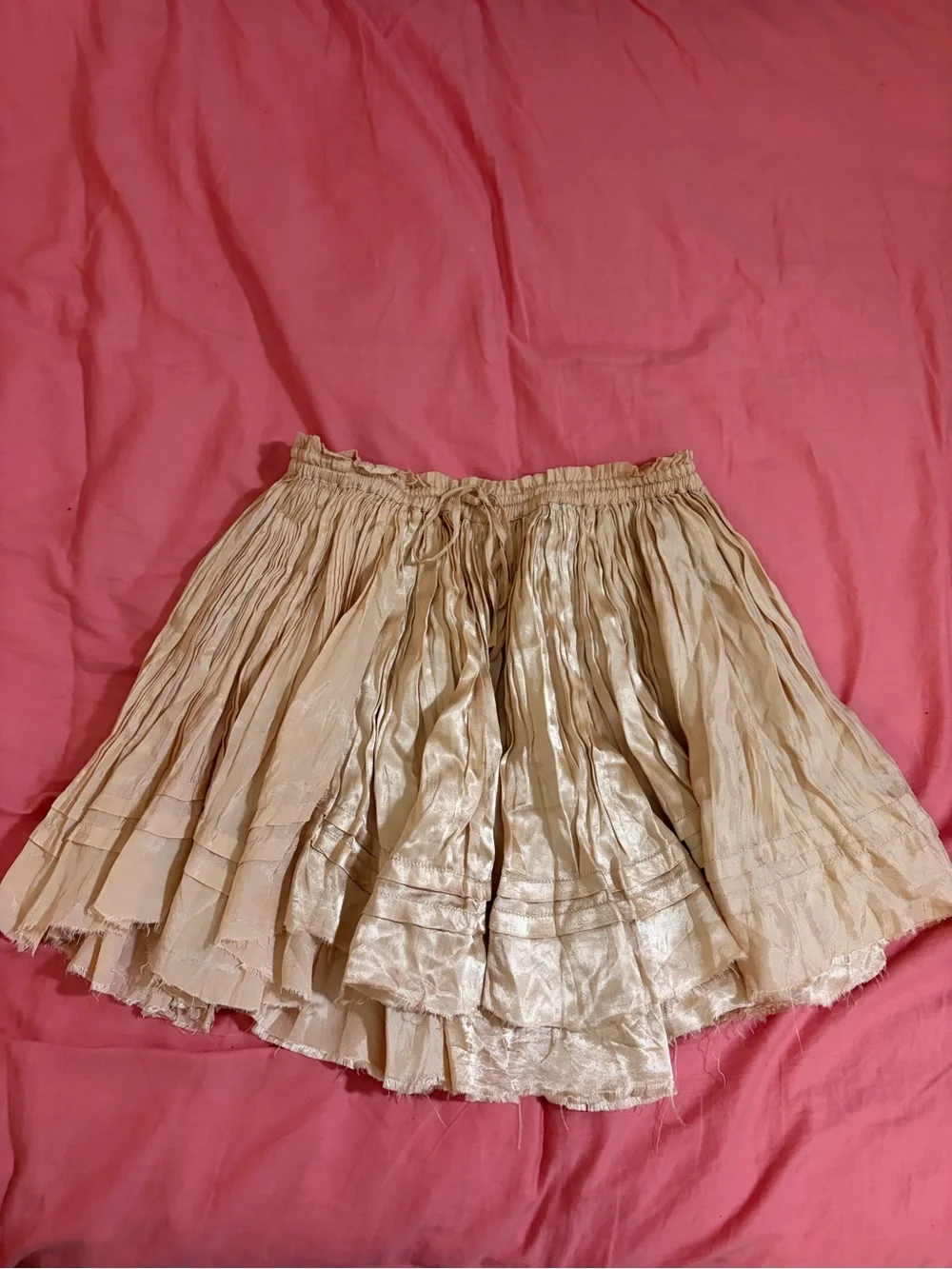 Free People FP One Third Charm Shine Mini Skirt | Champagne Satin | M