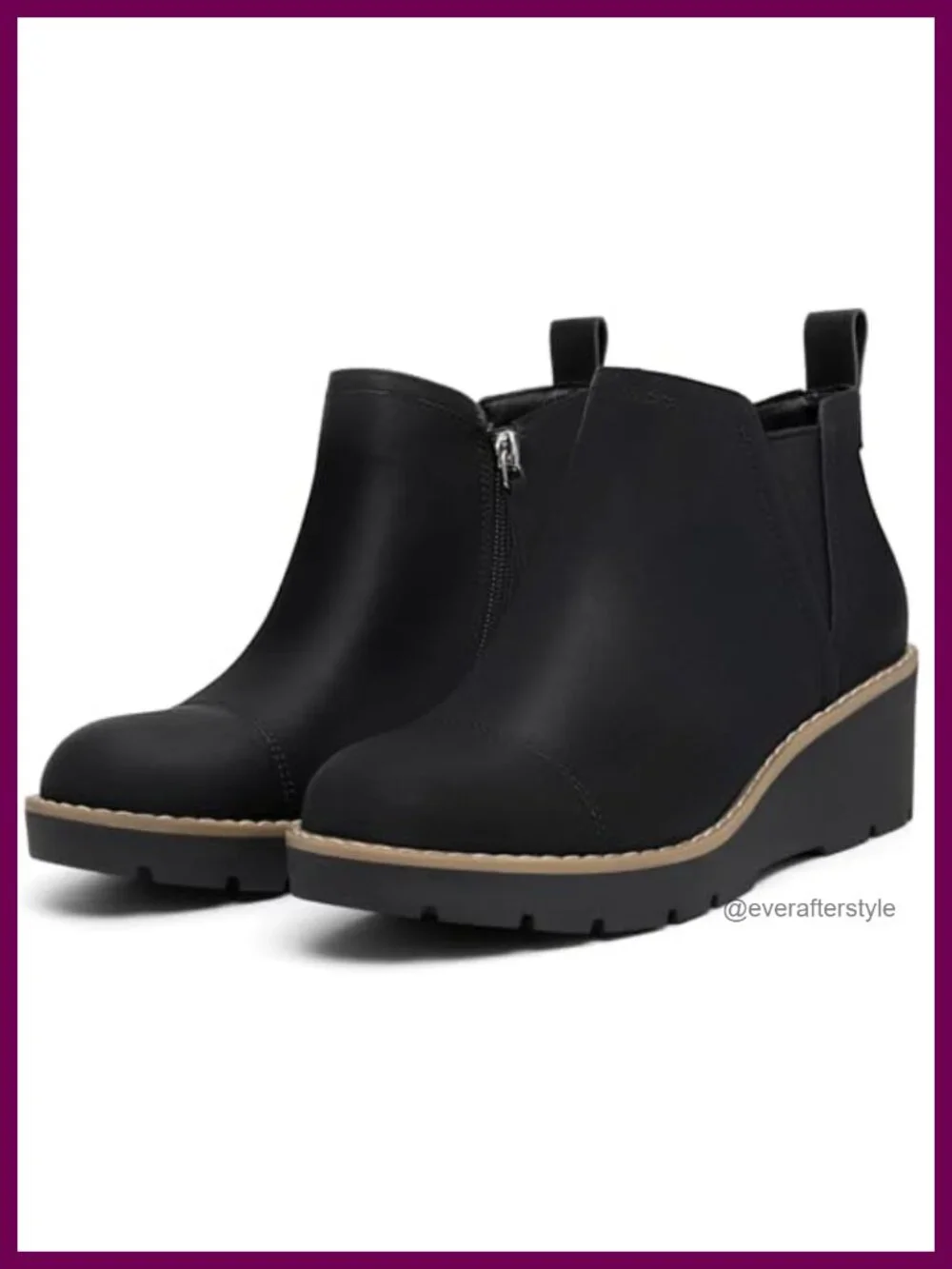 Wedge Chelsea Boots Platform Lug Sole Elastic Ankle Booties with Side Zipper