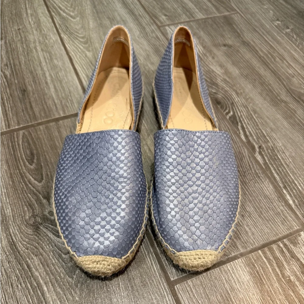 Jimmy Choo Dreya Blue Snakeprint Leather d'Orsay Espadrille - Size 39