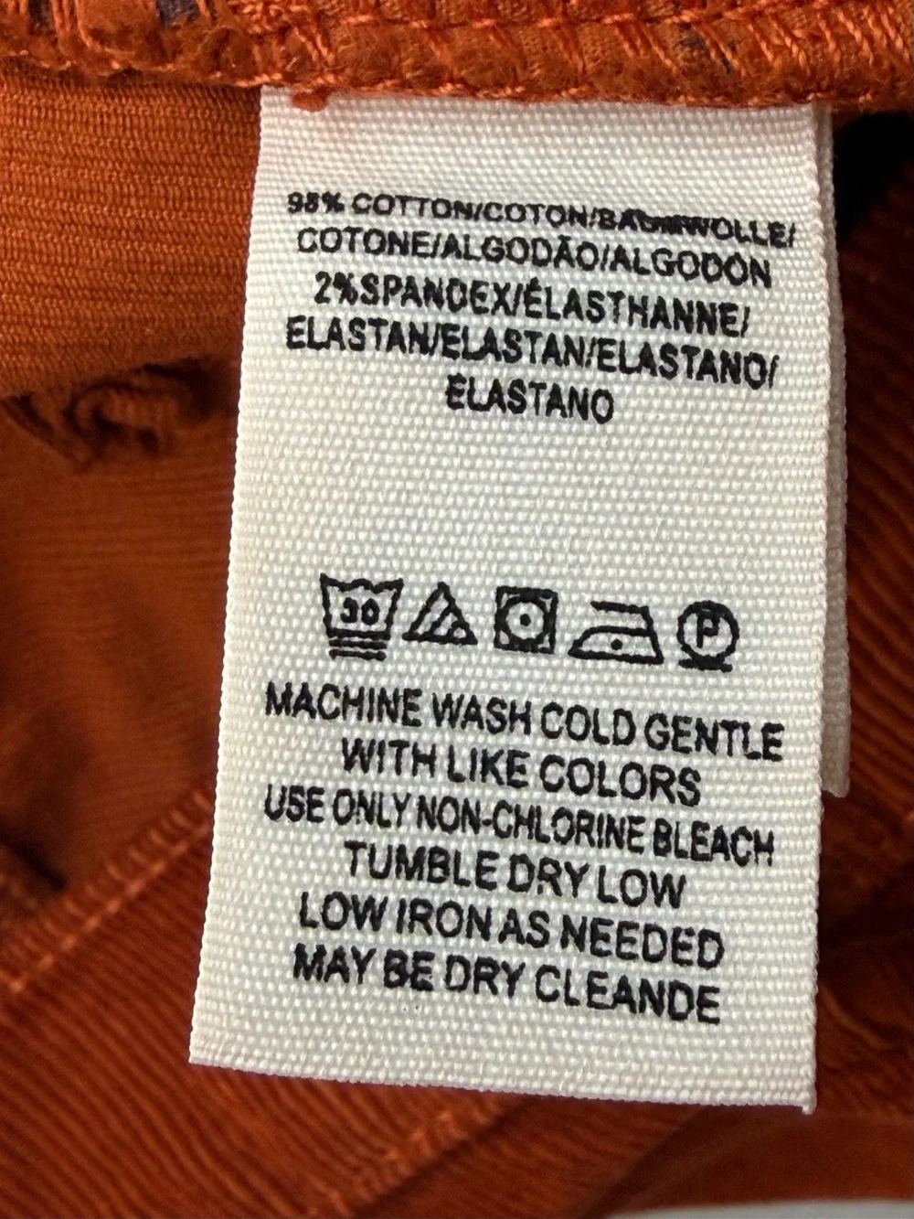 We the Free People rust 5 pocket corduroy pants jeans raw hem OB823192 sz 25 NWT