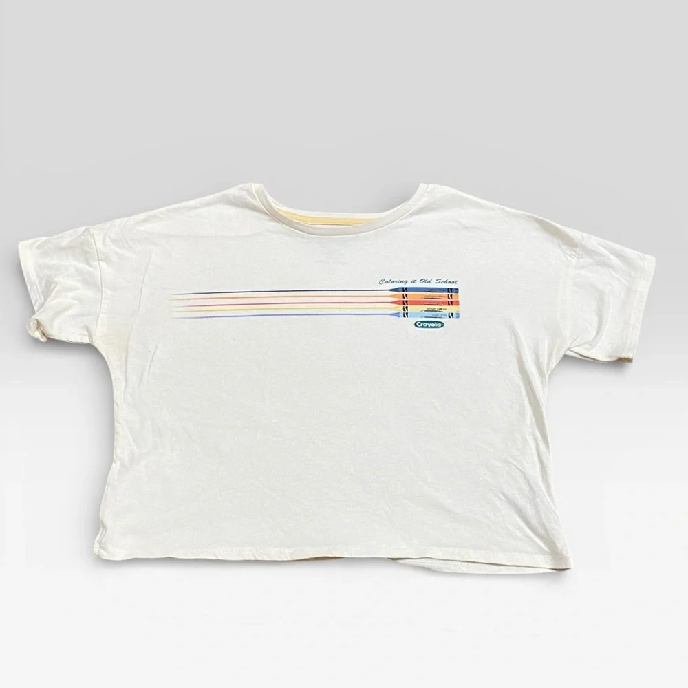 Cream Girls Crop  Top With Crayola Graphic Design
