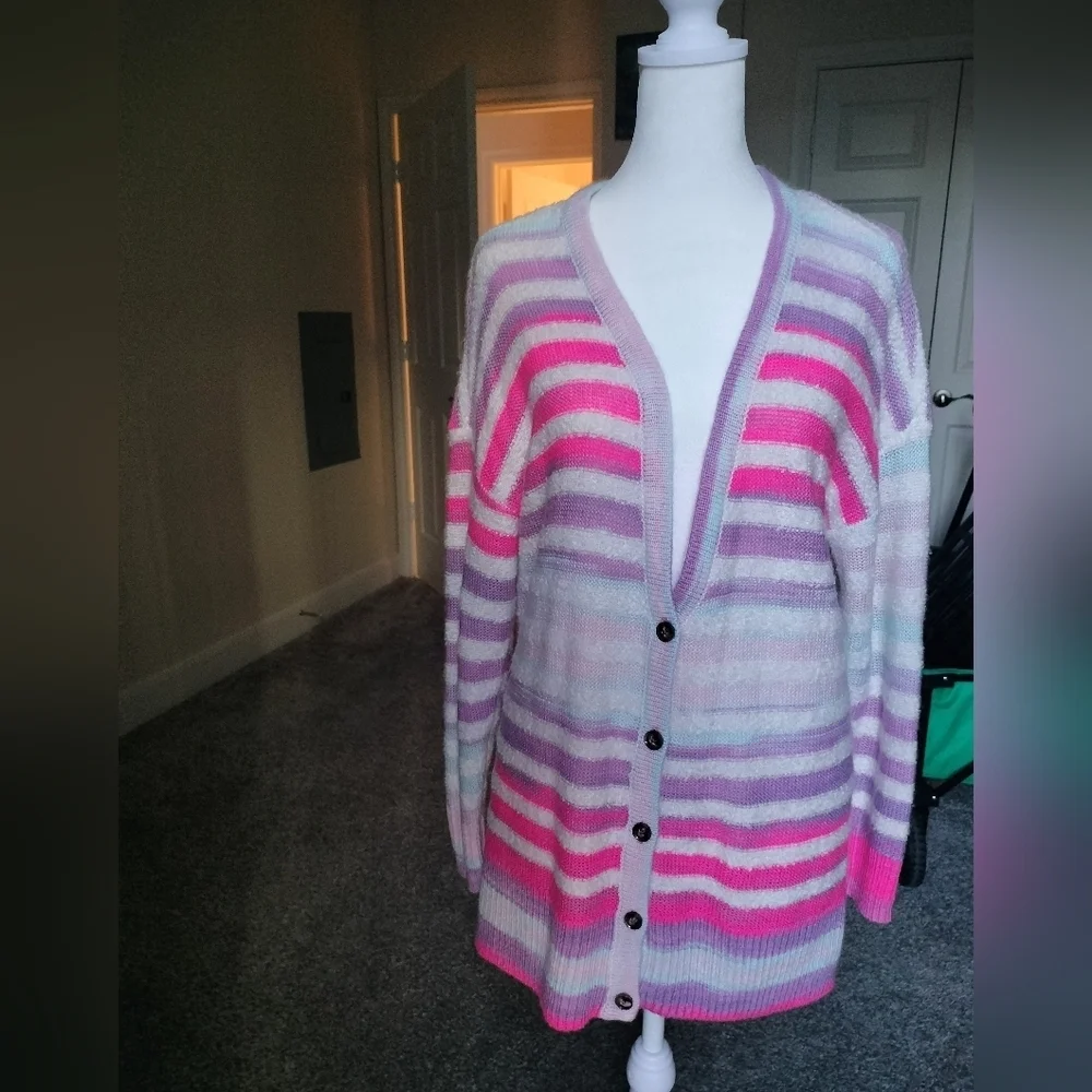 Oversized Striped Pink and Purple Women's Sweater TORRID (Fits a Size S Or M)