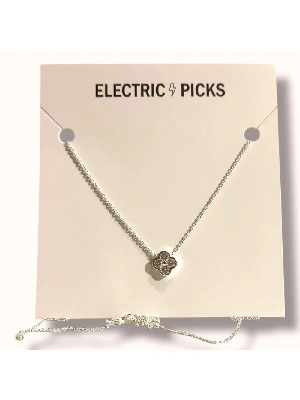 Electric Picks Camilla Necklace Silver Plated Chain With Flower Charm 16in