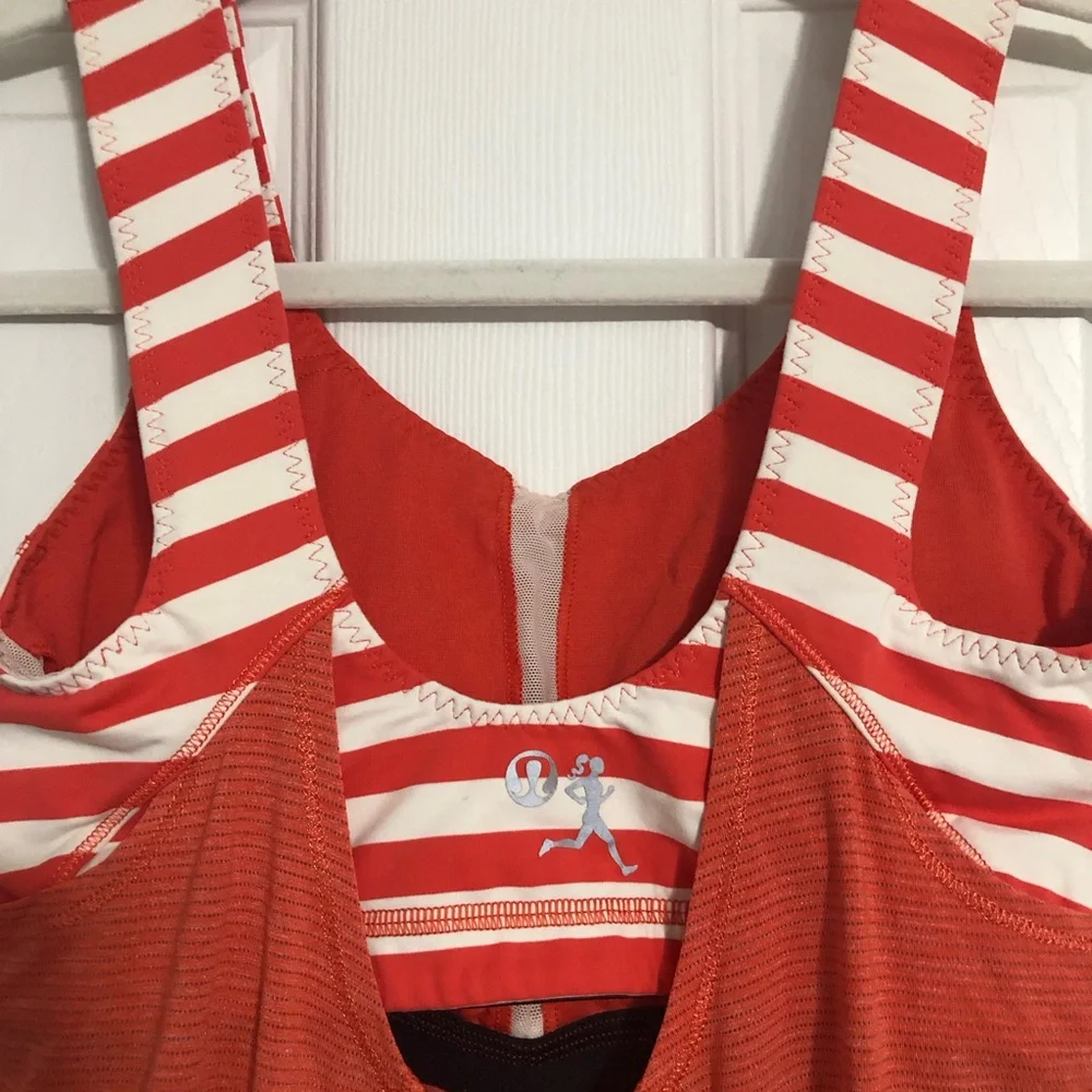 Lululemon drawstring striped built‎ in bra tank top women’s small