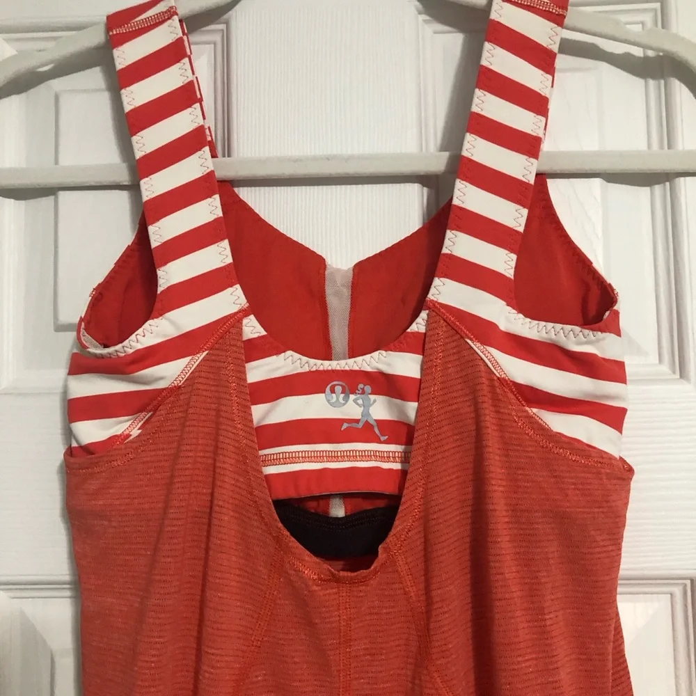 Lululemon drawstring striped built‎ in bra tank top women’s small