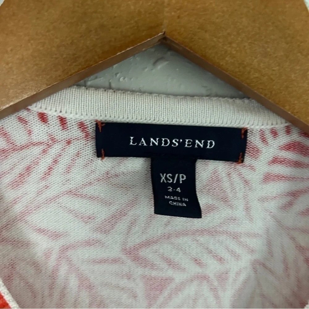 🦋 Lands’ End Coral Palm Tree Leaf Cardigan Comfy Casual XS